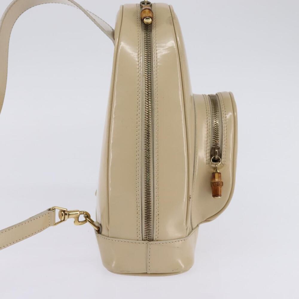 GUCCI Bamboo Body Bag Patent Leather Beige Gold 007 2113 007 2113 - Picture 5 of 12